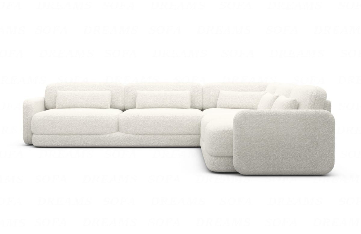 Ecksofa Valencia L-Form aus Stoff Weiß