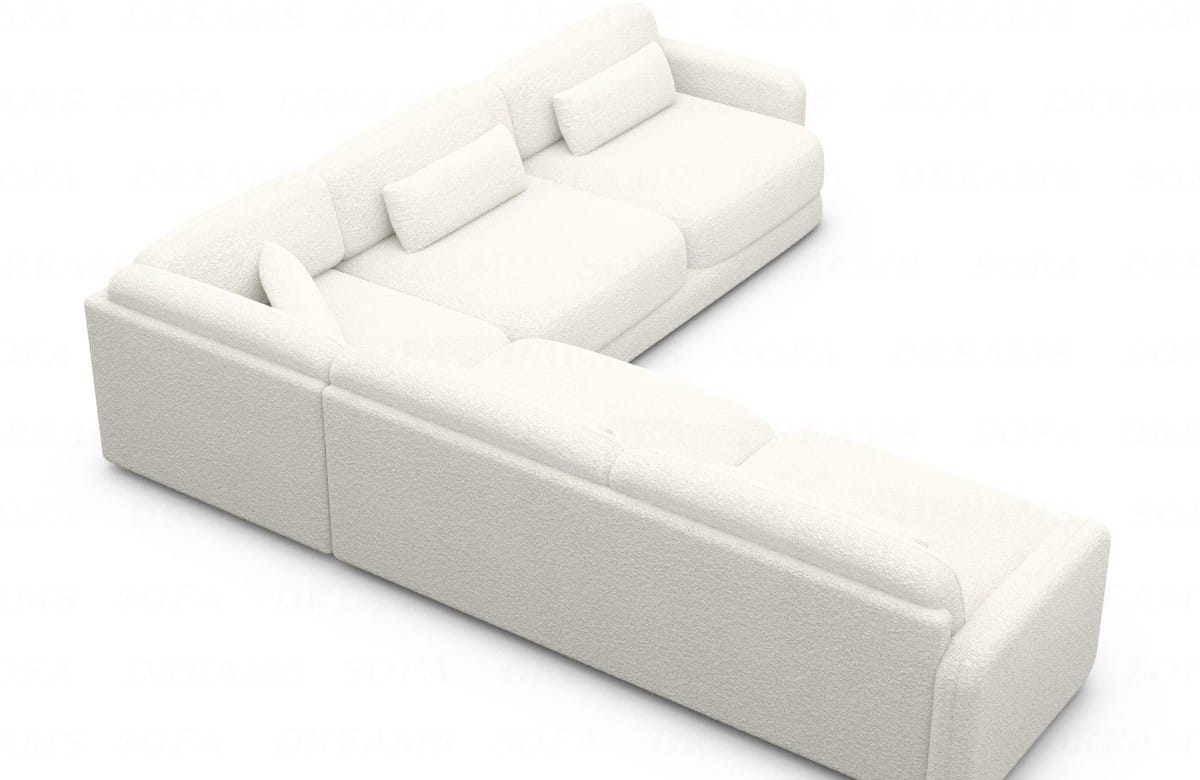 Ecksofa Valencia L-Form aus Stoff Weiß