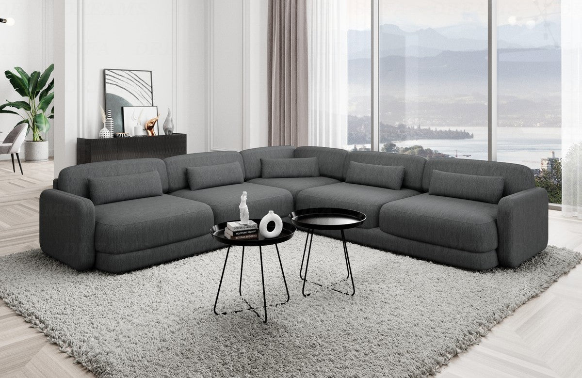 Ecksofa Valencia L-Form Stoff Anthrazit