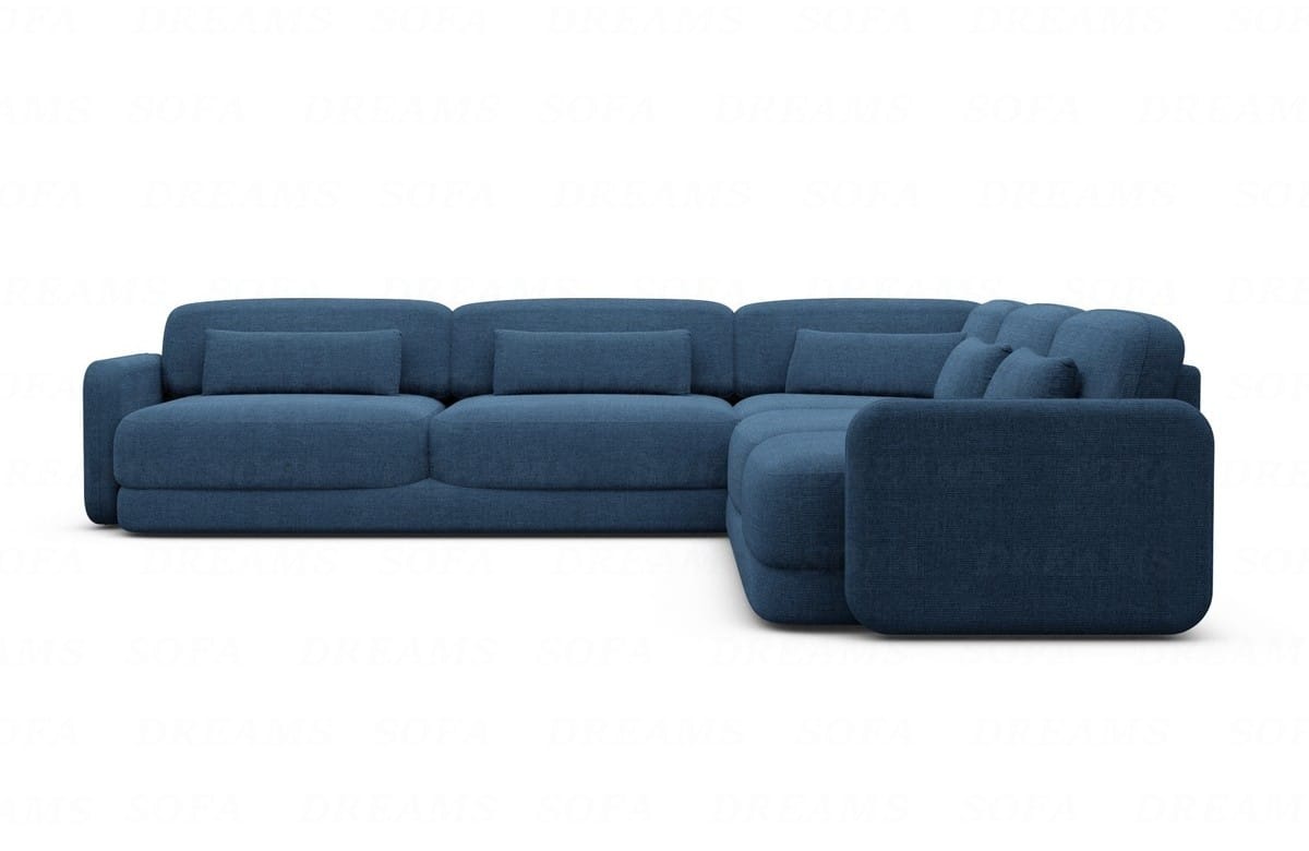 Ecksofa Valencia L-Form aus Stoff Blau
