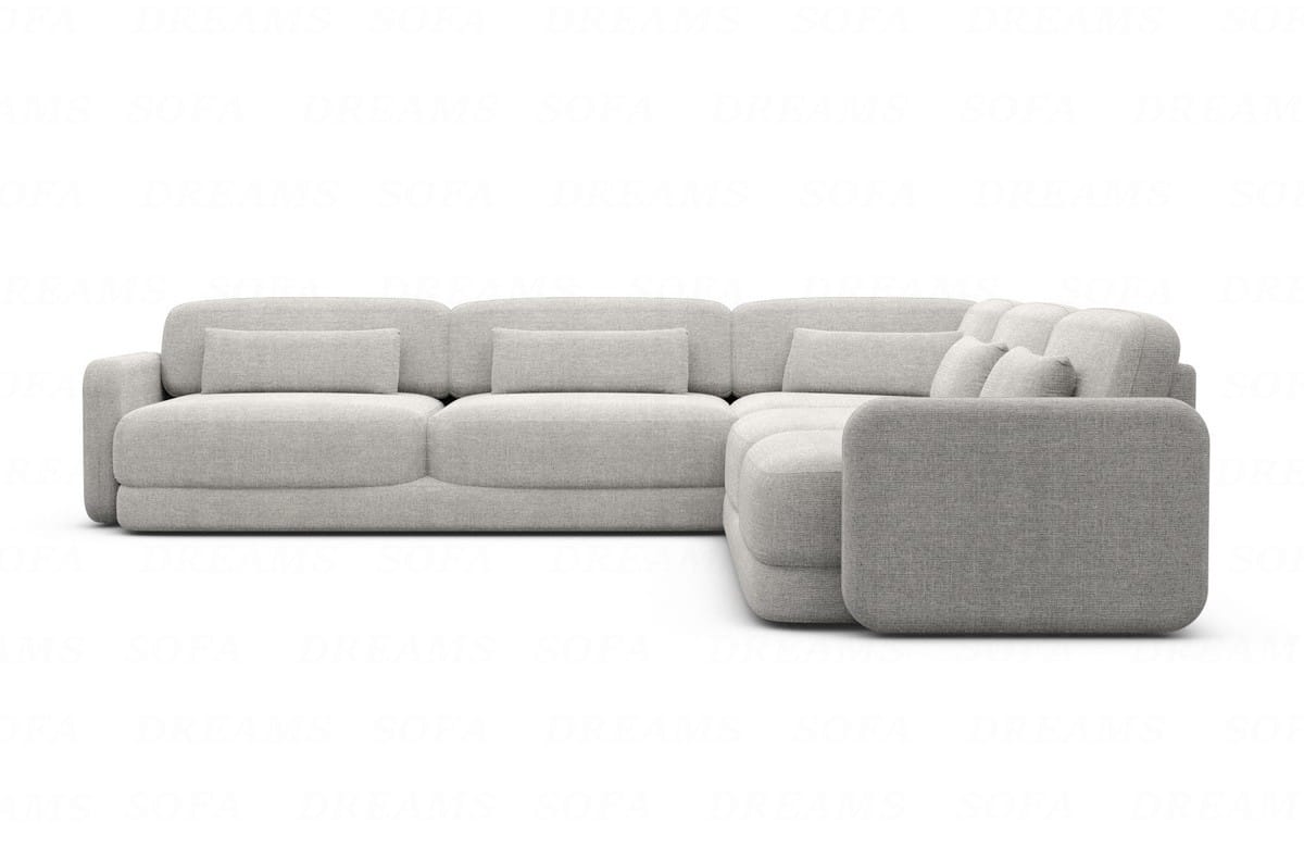 Ecksofa Valencia L-Form aus Stoff hellgrau