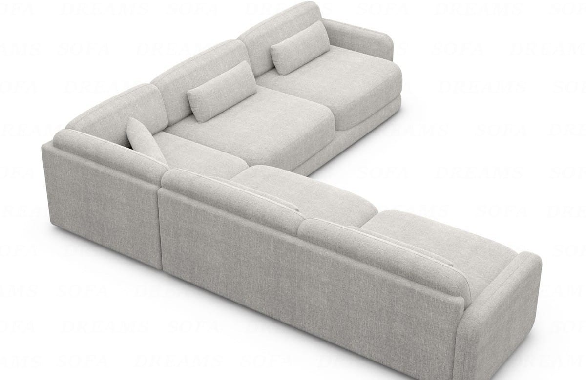 Ecksofa Valencia L-Form aus Stoff hellgrau