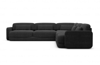 Ecksofa Valencia L-Form aus Stoff Schwarz