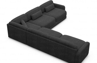 Ecksofa Valencia L-Form aus Stoff Schwarz