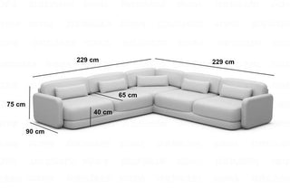 Ecksofa Valencia L-Form aus Stoff Schwarz