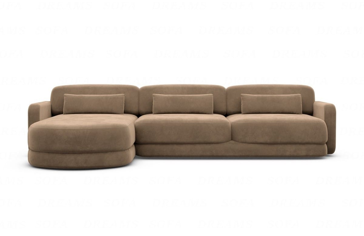 Ecksofa Valencia L-Form aus Stoff Kurz Braun