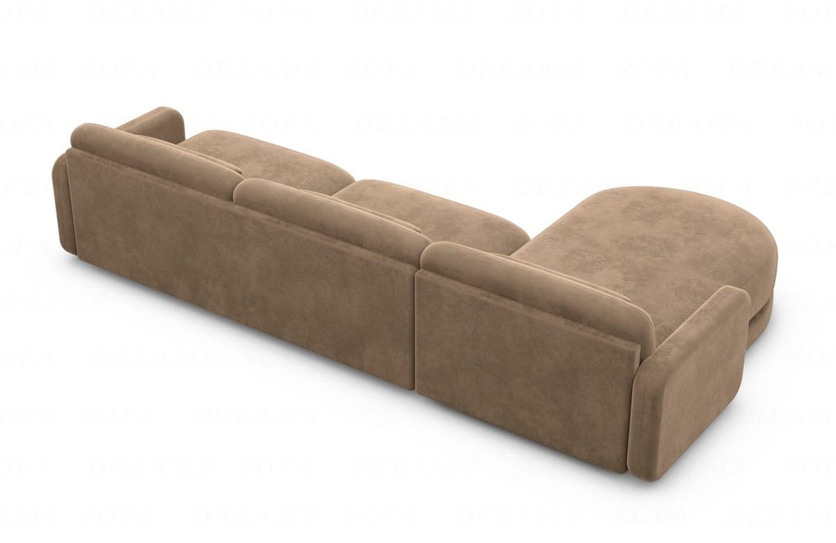 Ecksofa Valencia L-Form aus Stoff Kurz Braun