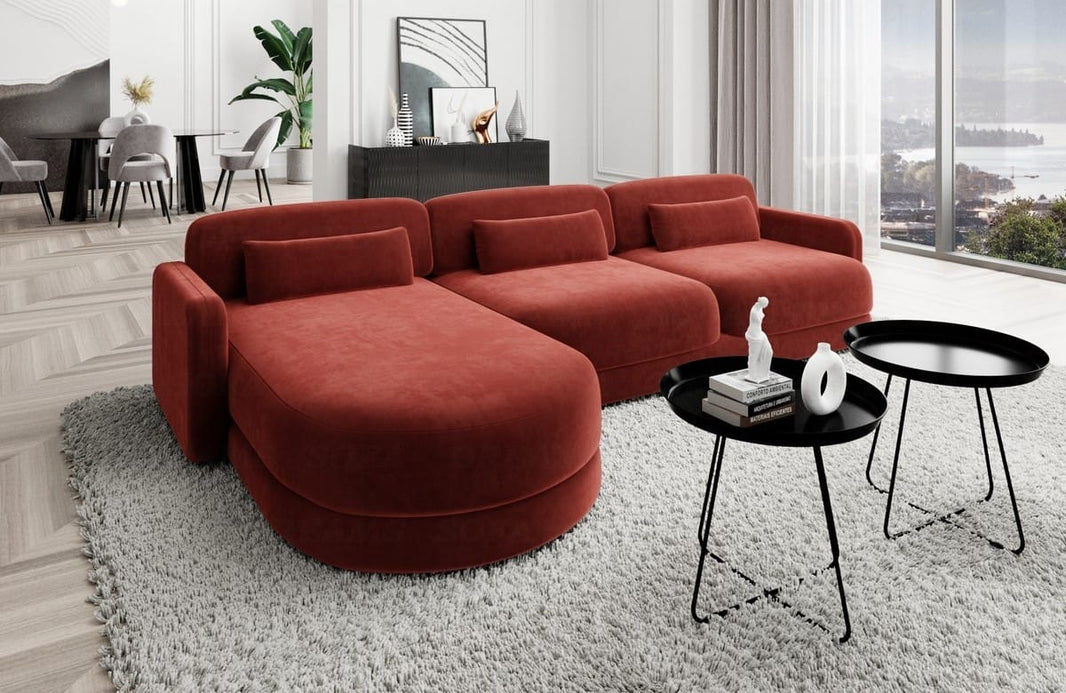 Ecksofa Valencia L-Form aus Stoff Kurz