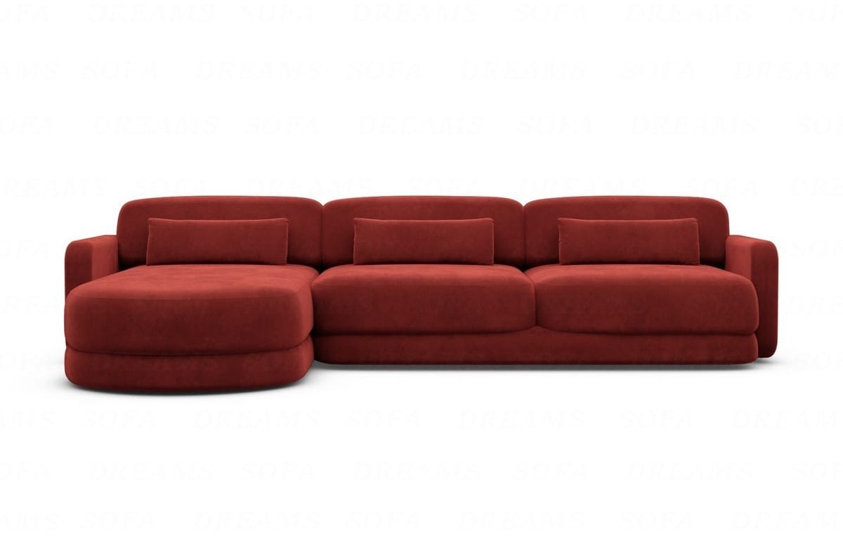 Ecksofa Valencia L-Form aus Stoff Kurz Rot