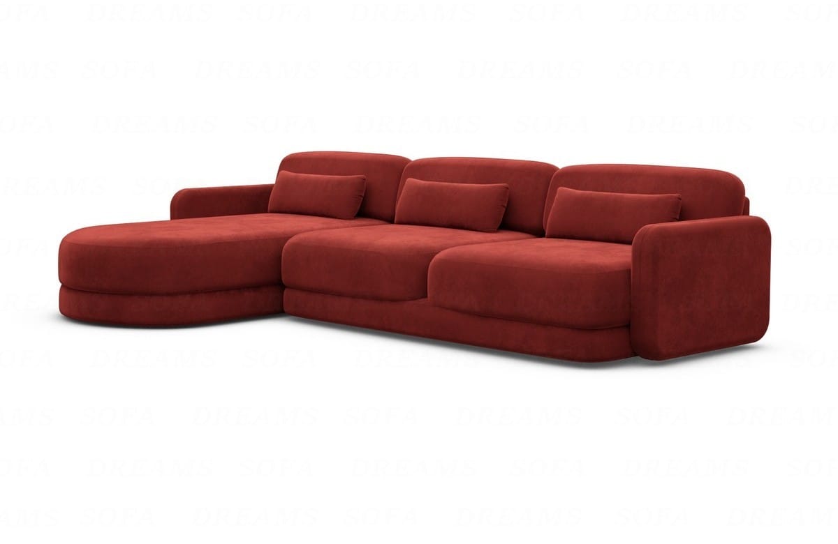 Ecksofa Valencia L-Form aus Stoff Kurz Rot