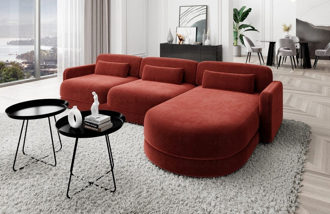 Ecksofa Valencia L-Form aus Stoff Kurz