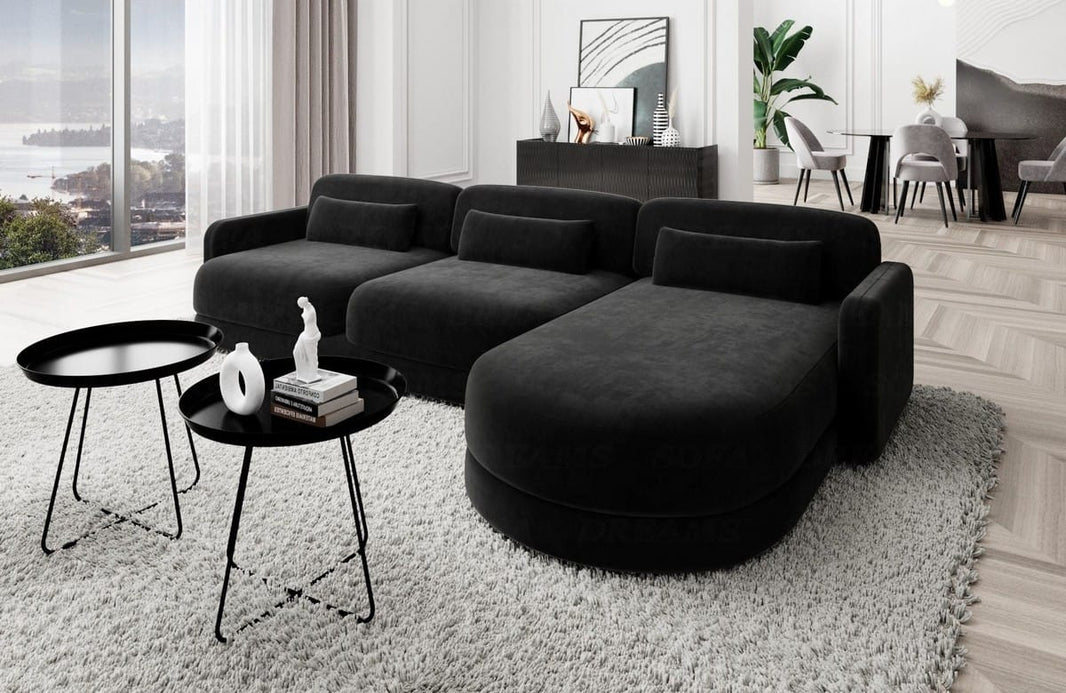 Ecksofa Valencia L-Form aus Stoff Kurz