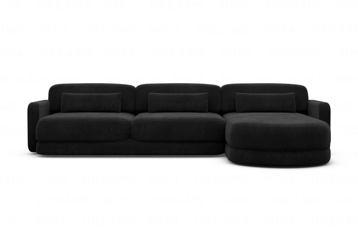 Polster Ecksofa Valencia L-Form Kurz Schwarz