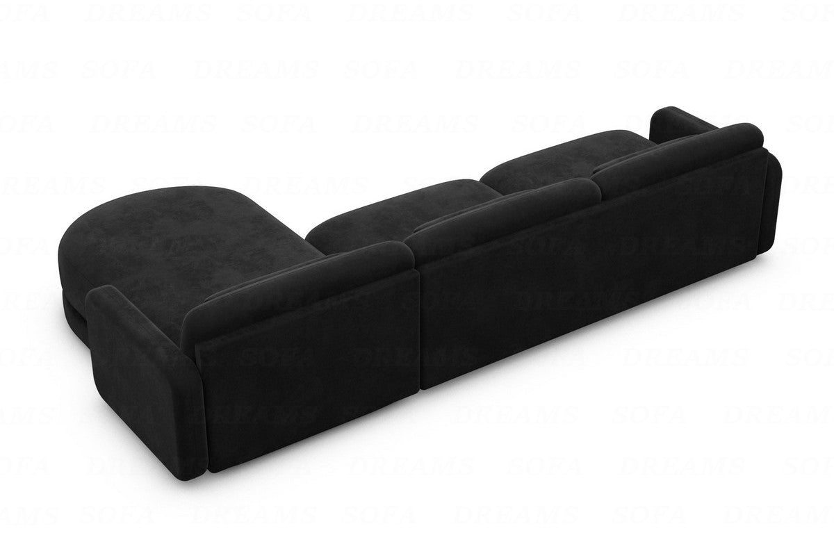 Polster Ecksofa Valencia L-Form Kurz Schwarz