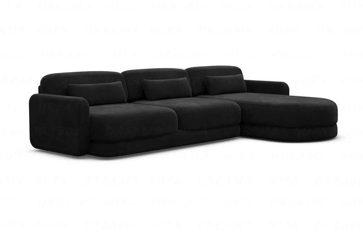 Polster Ecksofa Valencia L-Form Kurz Schwarz
