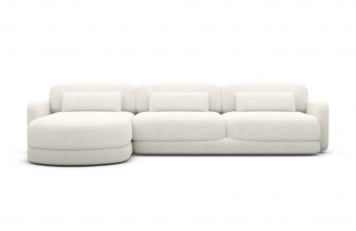 Ecksofa Valencia L-Form aus Stoff Kurz Weiß