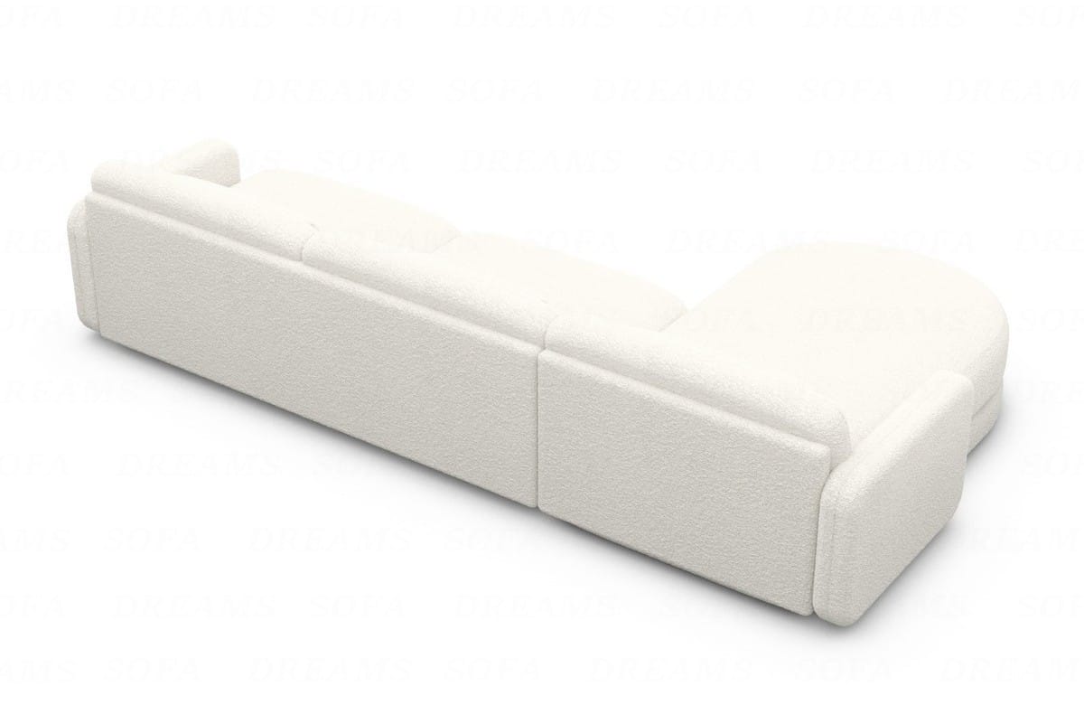 Ecksofa Valencia L-Form aus Stoff Kurz Weiß