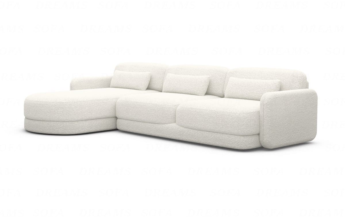 Ecksofa Valencia L-Form aus Stoff Kurz Weiß