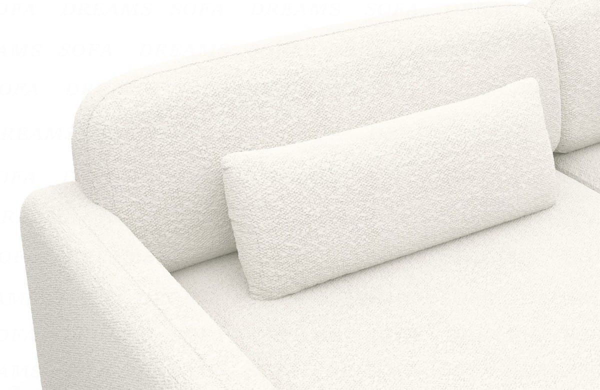 Ecksofa Valencia L-Form aus Stoff Kurz Weiß