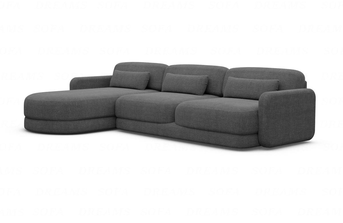 Ecksofa Valencia L-Form aus Stoff Kurz Anthrazit