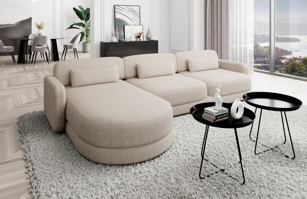 Ecksofa Valencia L-Form aus Stoff Kurz