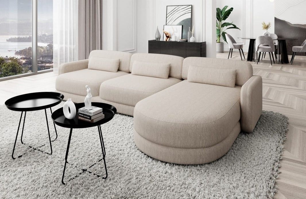 Ecksofa Valencia L-Form aus Stoff Kurz