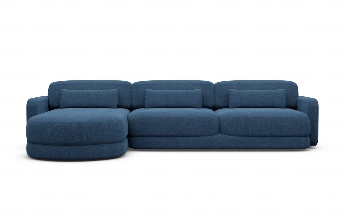 Ecksofa Valencia L-Form aus Stoff Kurz Blau