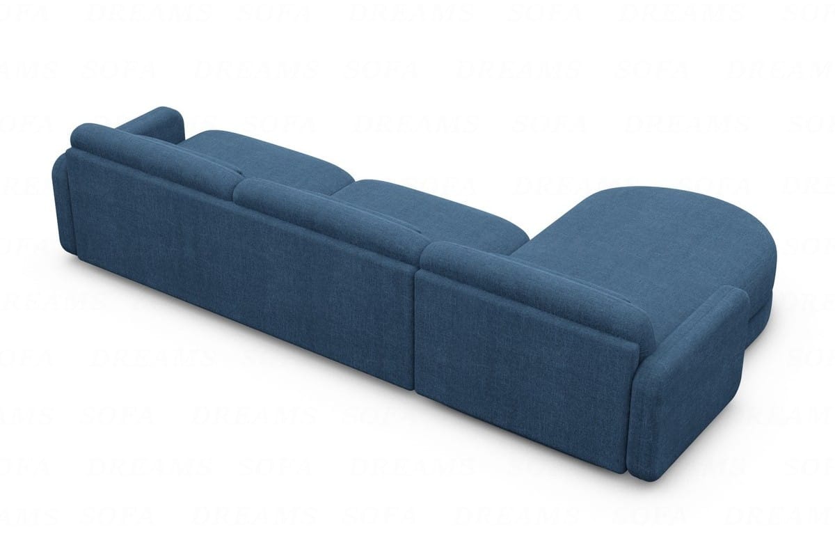 Ecksofa Valencia L-Form aus Stoff Kurz Blau