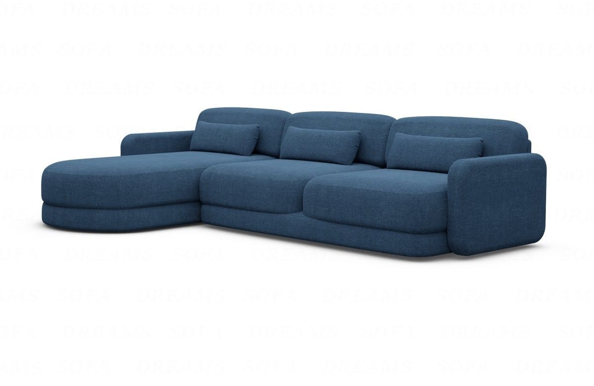 Ecksofa Valencia L-Form aus Stoff Kurz Blau