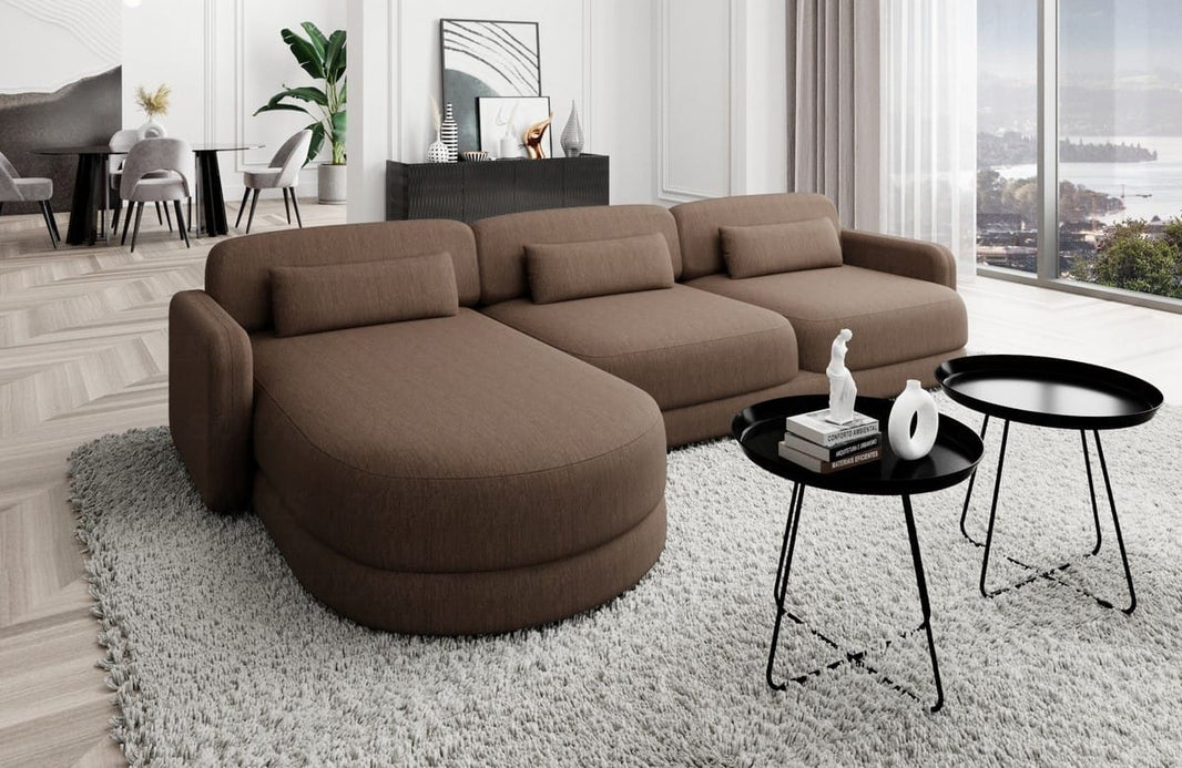 Ecksofa Valencia L-Form aus Stoff Kurz