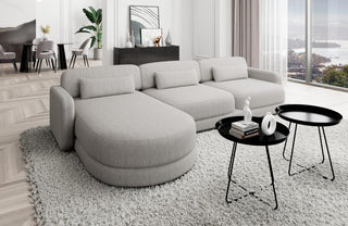Ecksofa Valencia L-Form aus Stoff Kurz Hellgrau