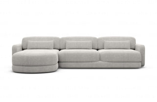 Ecksofa Valencia L-Form aus Stoff Kurz Hellgrau