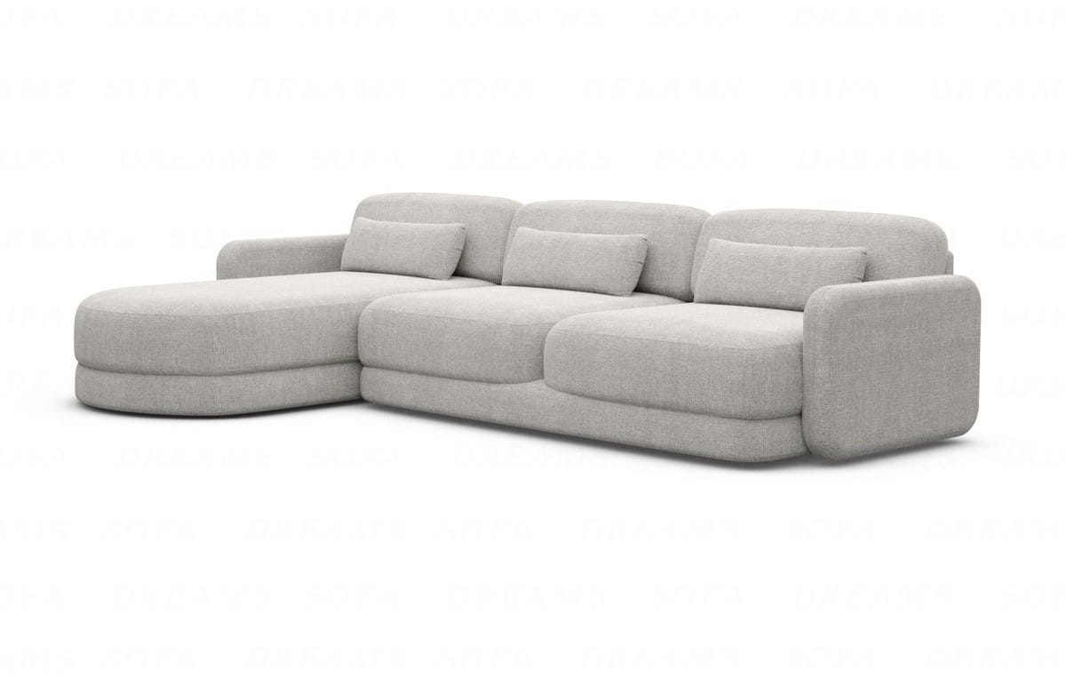 Ecksofa Valencia L-Form aus Stoff Kurz Hellgrau