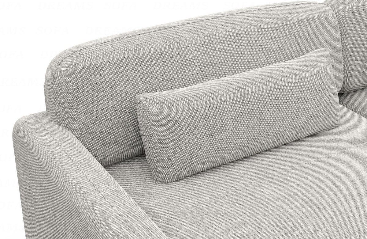 Ecksofa Valencia L-Form aus Stoff Kurz Hellgrau