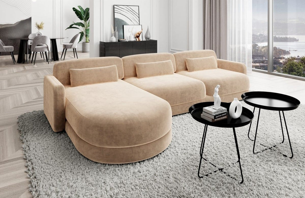 Ecksofa Valencia L-Form aus Stoff Kurz