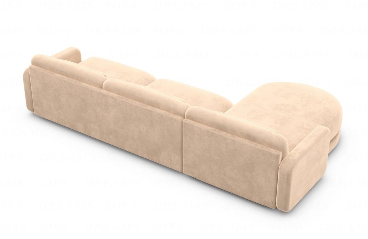 Ecksofa Valencia L-Form aus Stoff Kurz Beige