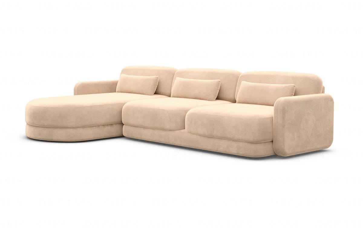 Ecksofa Valencia L-Form aus Stoff Kurz Beige
