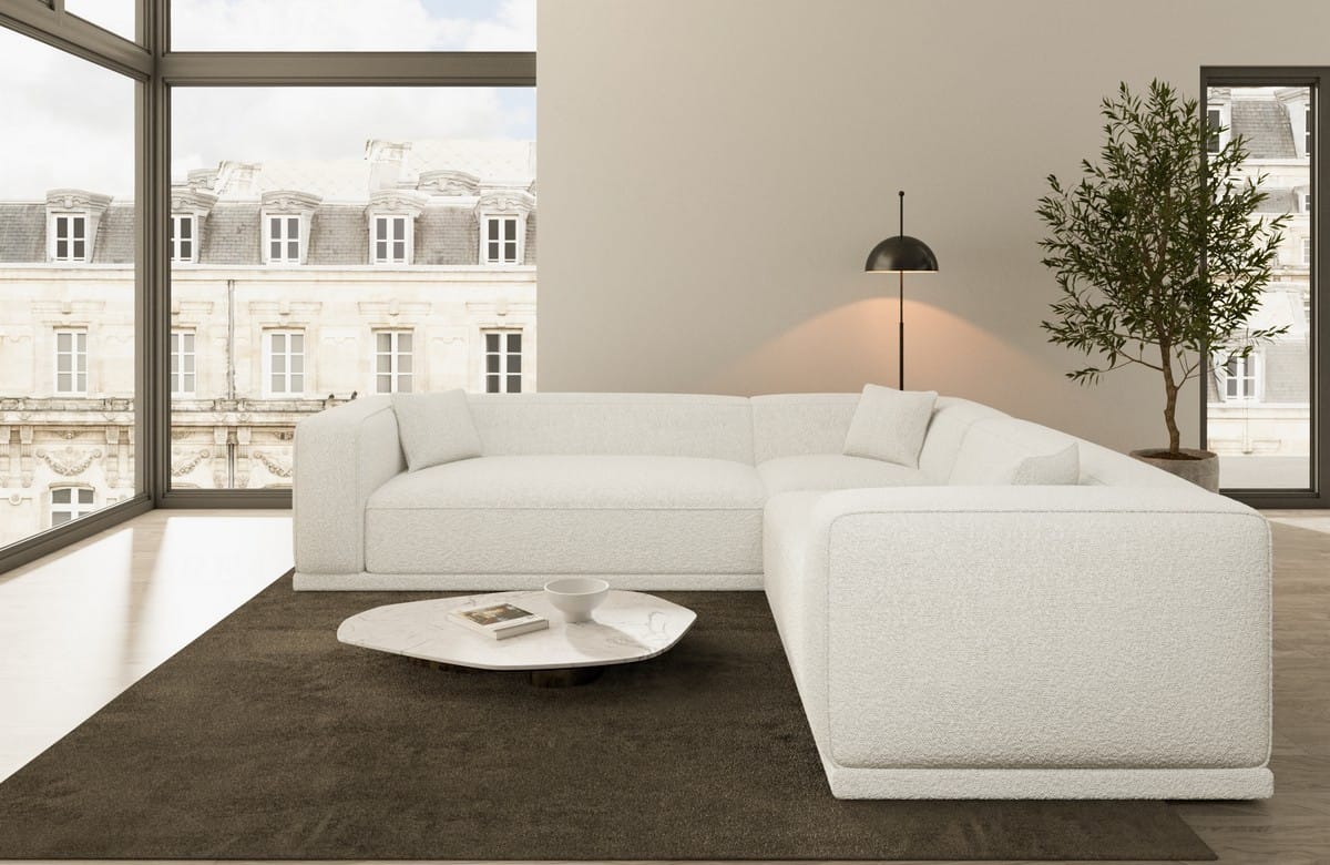 Stoff Ecksofa Merida L-Form Pearl