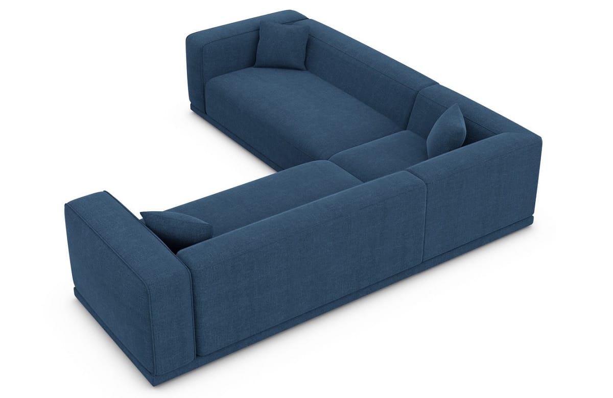 Stoff Ecksofa Merida Stoffbezug L Form Blau