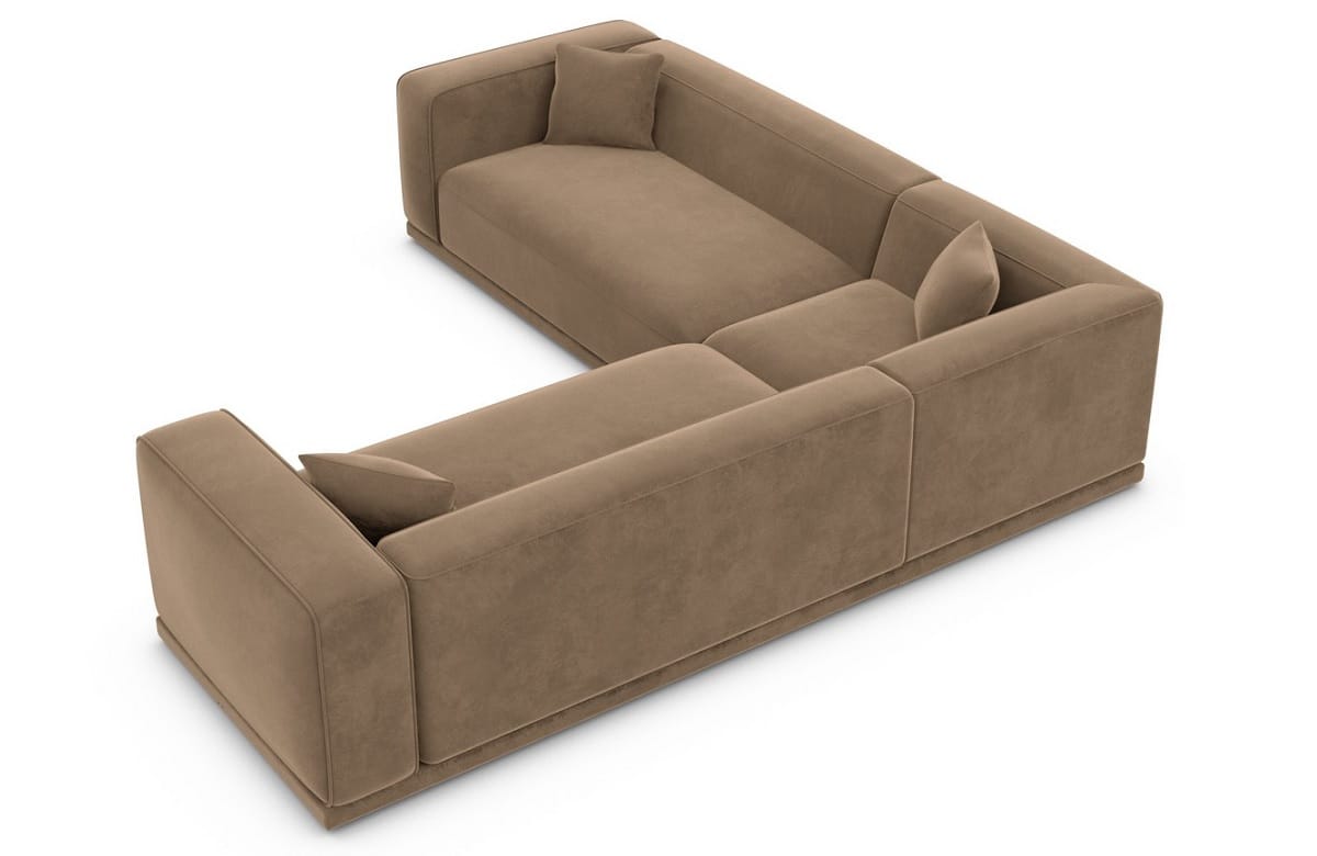 Stoff Ecksofa Merida L-Form Braun