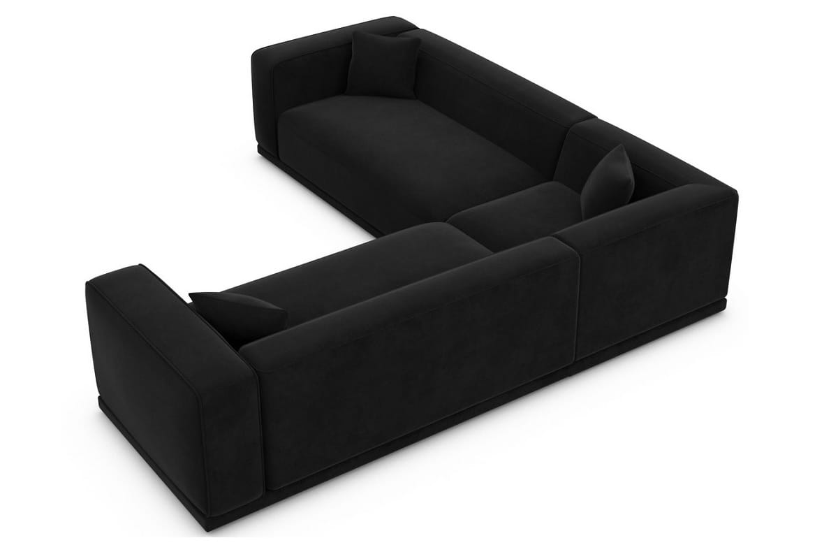 Stoff Ecksofa Merida Stoffbezug L Form Schwarz