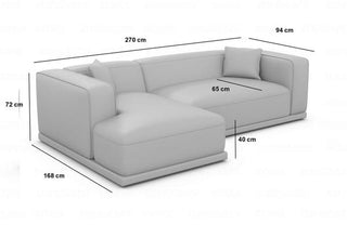 Couch Merida L-Form in Stoff Blau