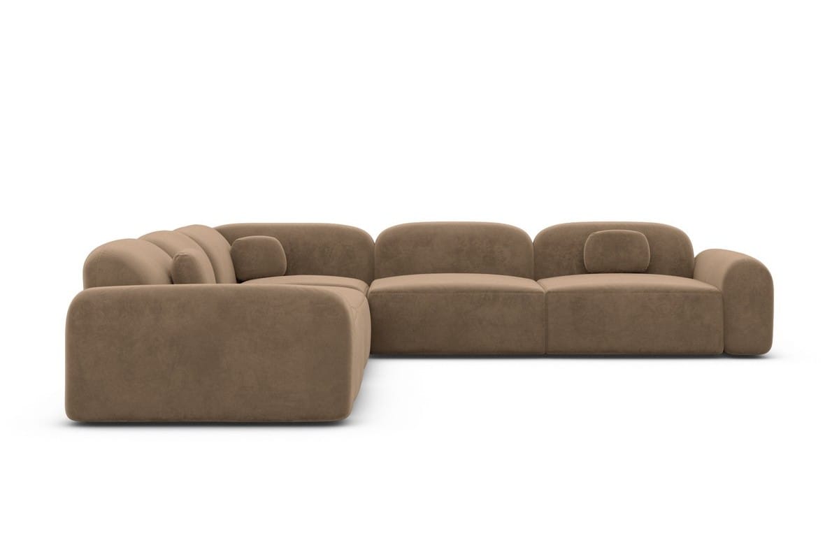 Ecksofa Barcelona L-Form aus Stoff Braun