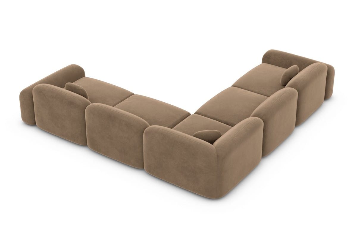 Ecksofa Barcelona L-Form aus Stoff Braun