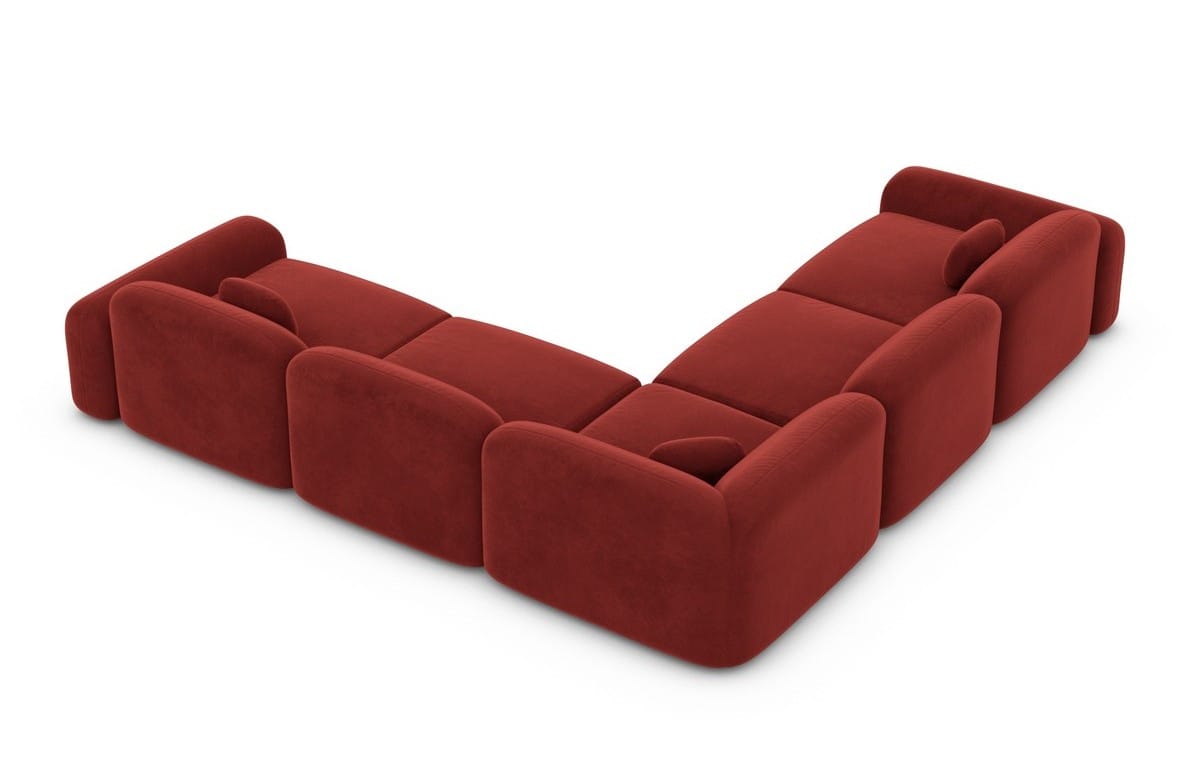 Ecksofa Barcelona L-Form aus Stoff Rot