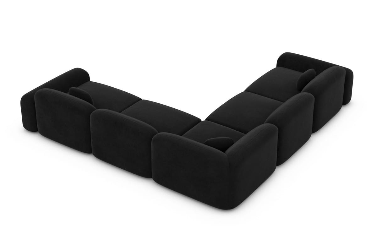 Ecksofa Barcelona L-Form aus Stoff Schwarz