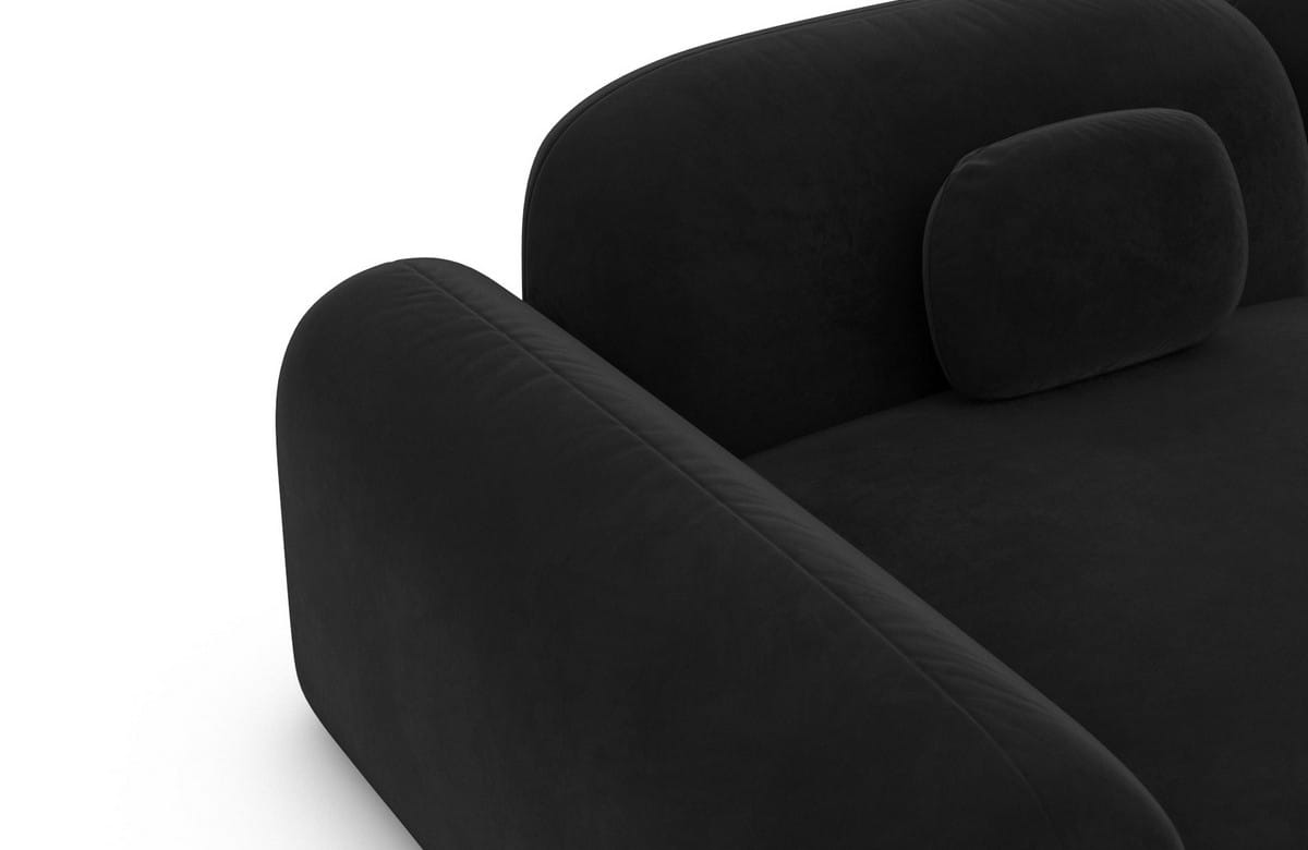Ecksofa Barcelona L-Form aus Stoff Schwarz