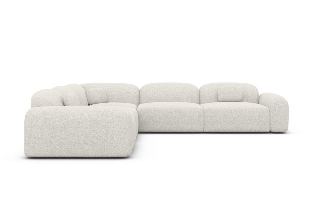 Ecksofa Barcelona L-Form aus Stoff Weiß