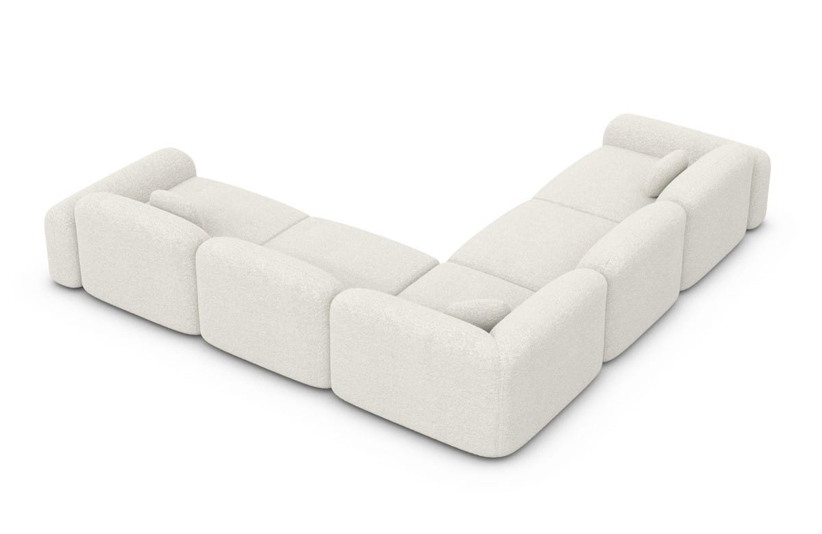Ecksofa Barcelona L-Form aus Stoff Weiß