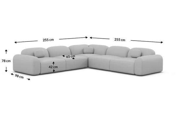 Ecksofa Barcelona L-Form aus Stoff Dunkelgrau